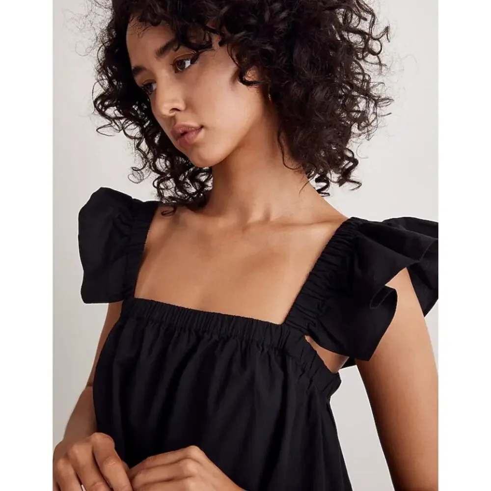 Madewell Marnay Mini 100% Cotton Flutter Sleeve Square Neck Summer Boho Party S